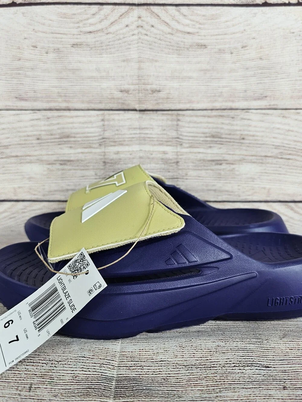 Adidas Lightblaze Men's Purple Washington Huskies Slip On Sandals IH7123 Size 6